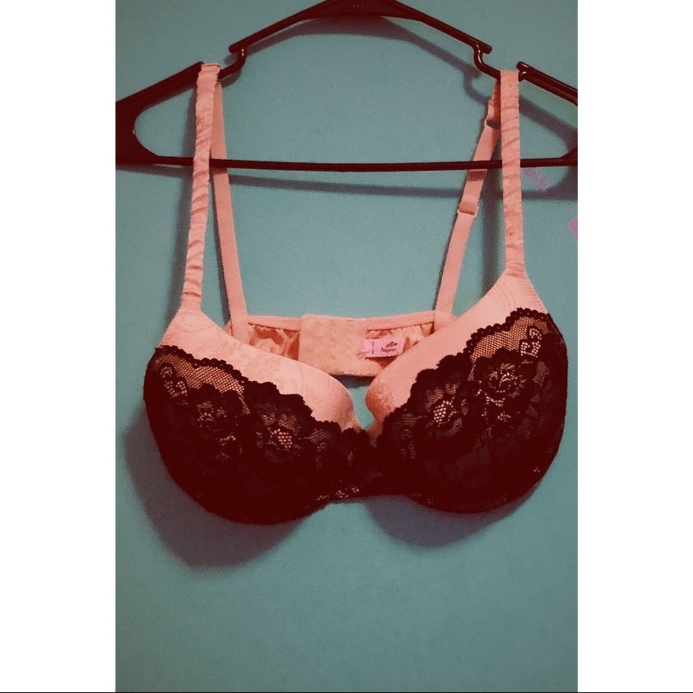 Pink & Black Laced Bra